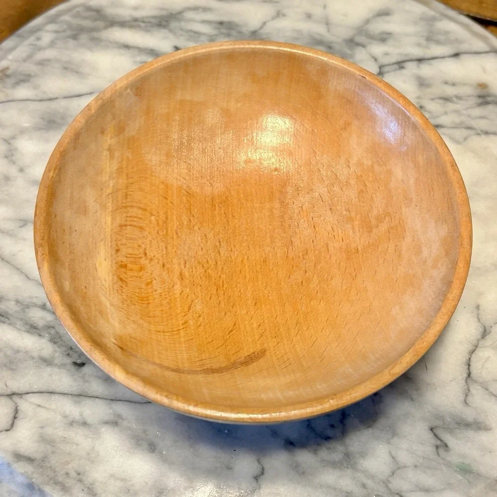VTG 1960s MCM Handmade Teak Wood Wooden Rice Bowl Small Salad‎ Fruit Japan 6